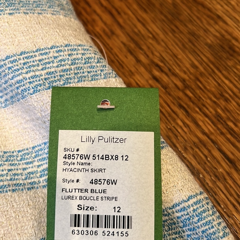 Lilly Pulitzer Hyacinth Boucle Blue and White Striped Pencil Skirt NWT Size 12 - Picture 4 of 8